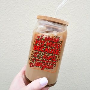 Sarcastic 16oz can glass with bamboo lid & straw